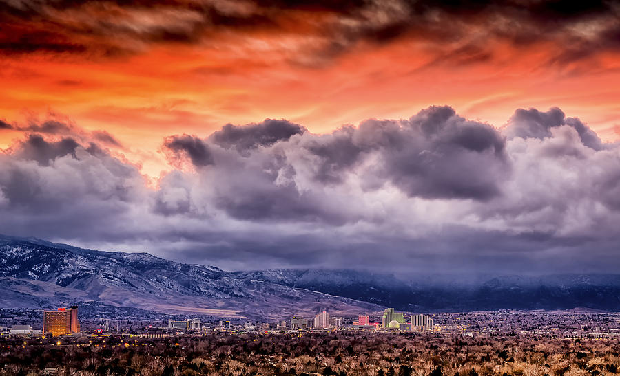 January Sunset over Reno Photograph by Janis Knight