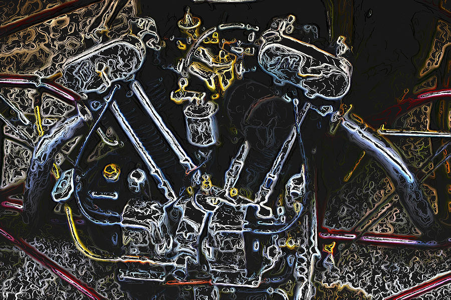 Jap Motorcycle Engine Digital Art Digital Art by John Colley