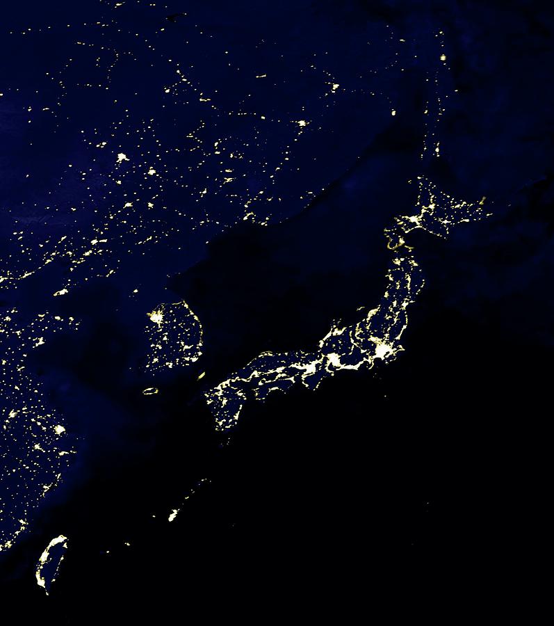 Japan At Night Photograph by Nasa/science Photo Library