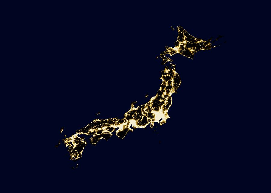 Japan At Night Photograph by Noaa/science Photo Library