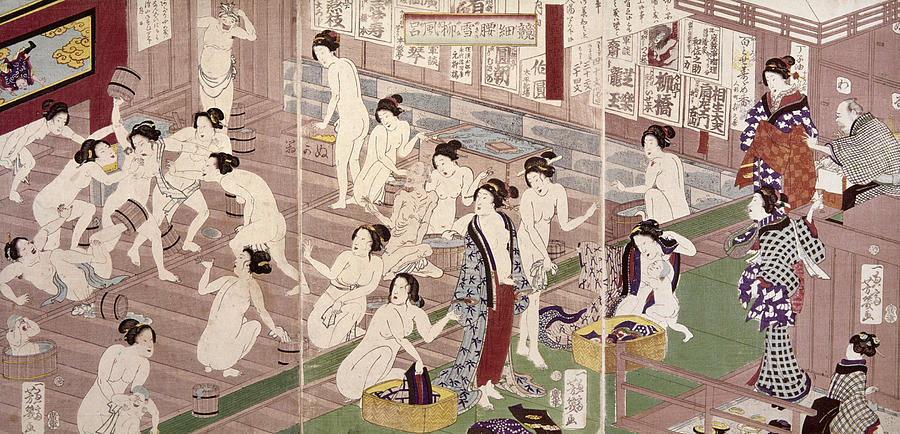 Japan Bathhouse, C1865 Drawing by Granger