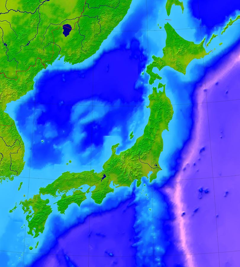 Japan, bathymetric map by Science Photo Library