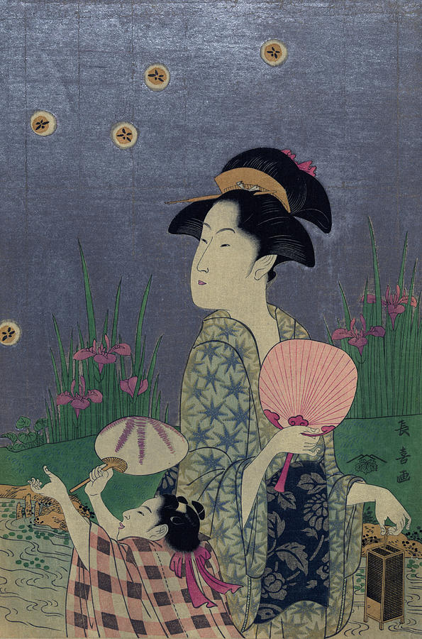 Japan Fireflies, 1793 Painting by Granger