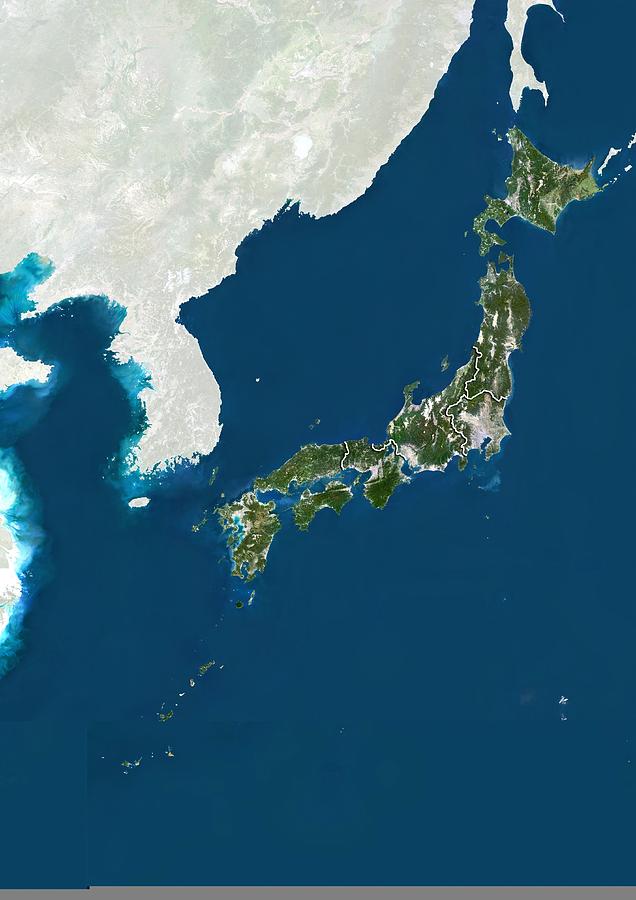 Nature Photograph - Japan, satellite image by Science Photo Library