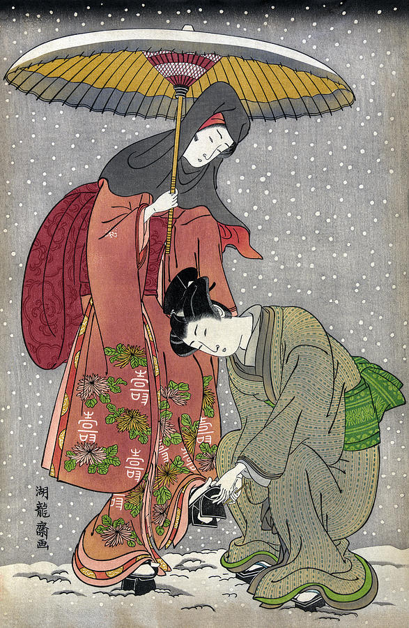 Japan Snow, 1776 Painting by Granger