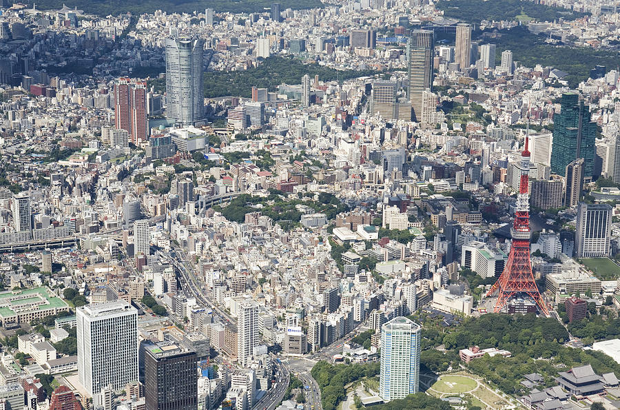 Japan, Tokyo, Mori Tower, aerial view Photograph by Flashfilm