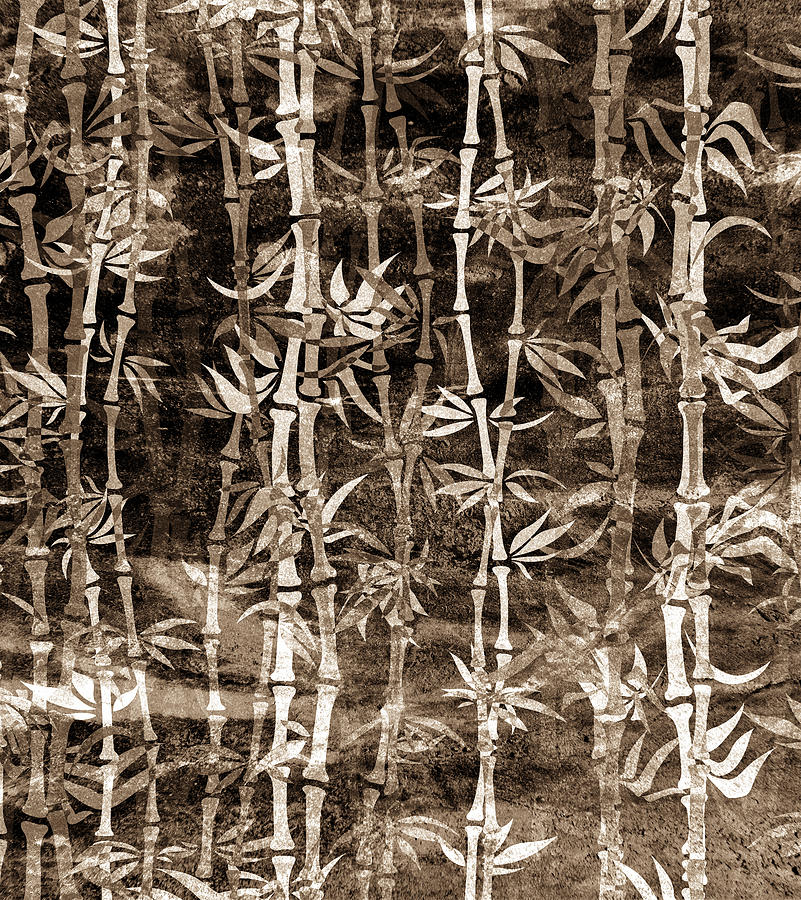 Abstract Mixed Media - Japanese Bamboo Sepia Grunge by Georgiana Romanovna