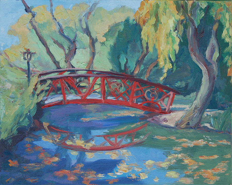 Japanese bridge Painting by Christine Lytwynczuk