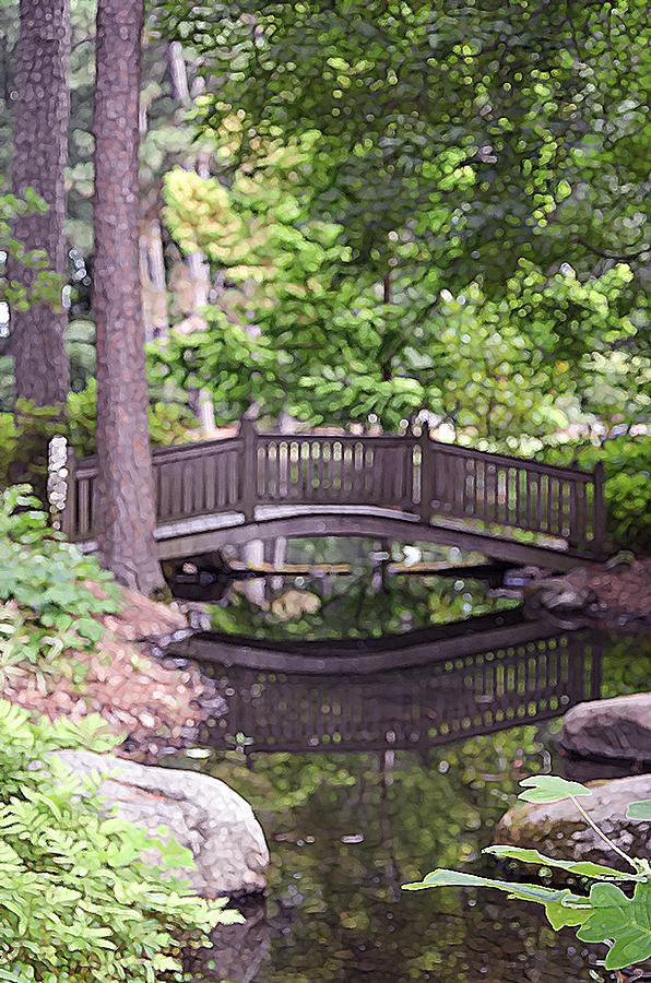 Japanese bridge in botanical garden 2 Painting by Jeelan Clark - Fine ...