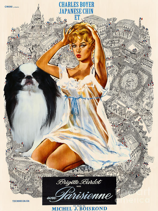 Japanese Chin Art - Una Parisienne Movie Poster Painting by Sandra Sij