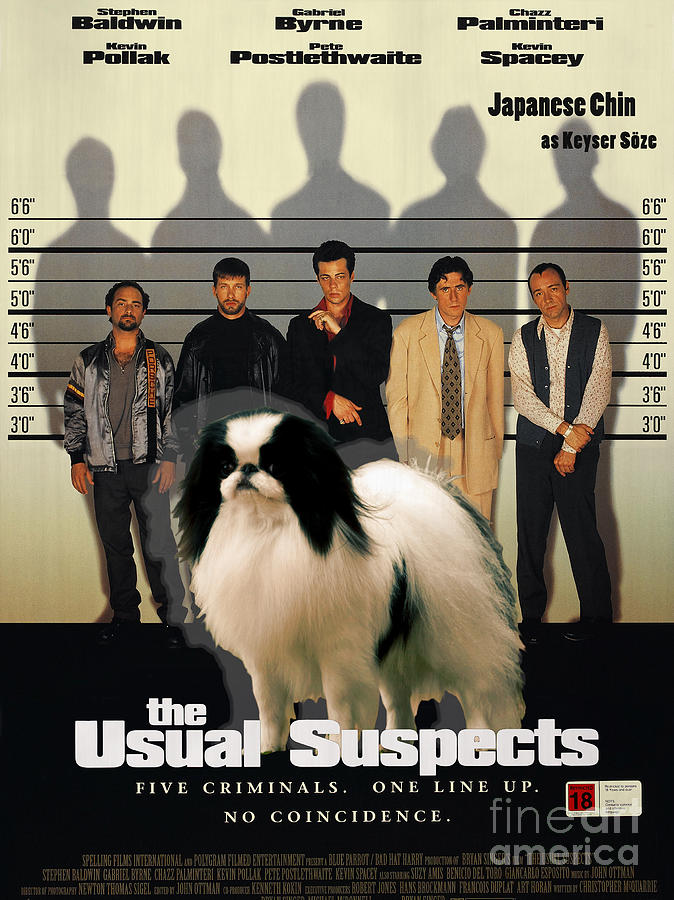 Japanese Chin Art Canvas Print - The Usual Suspects Movie Poster Painting by Sandra Sij