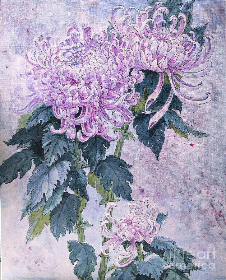 Flowers Still Life Painting - Japanese Chrysanthemum Series Part 1 WINTER by Irina Effa