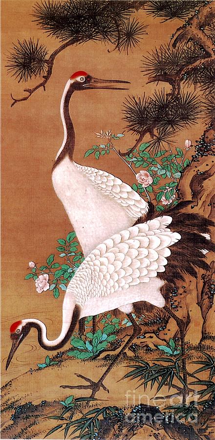 Japanese Cranes Painting by Thea Recuerdo