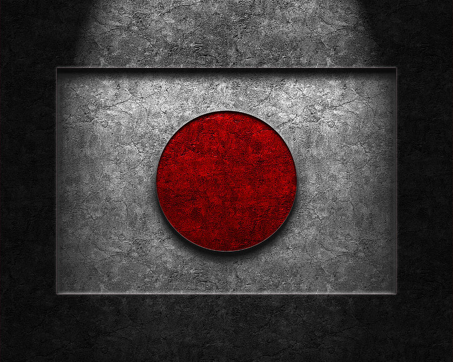 Japanese Flag Stone Texture Digital Art