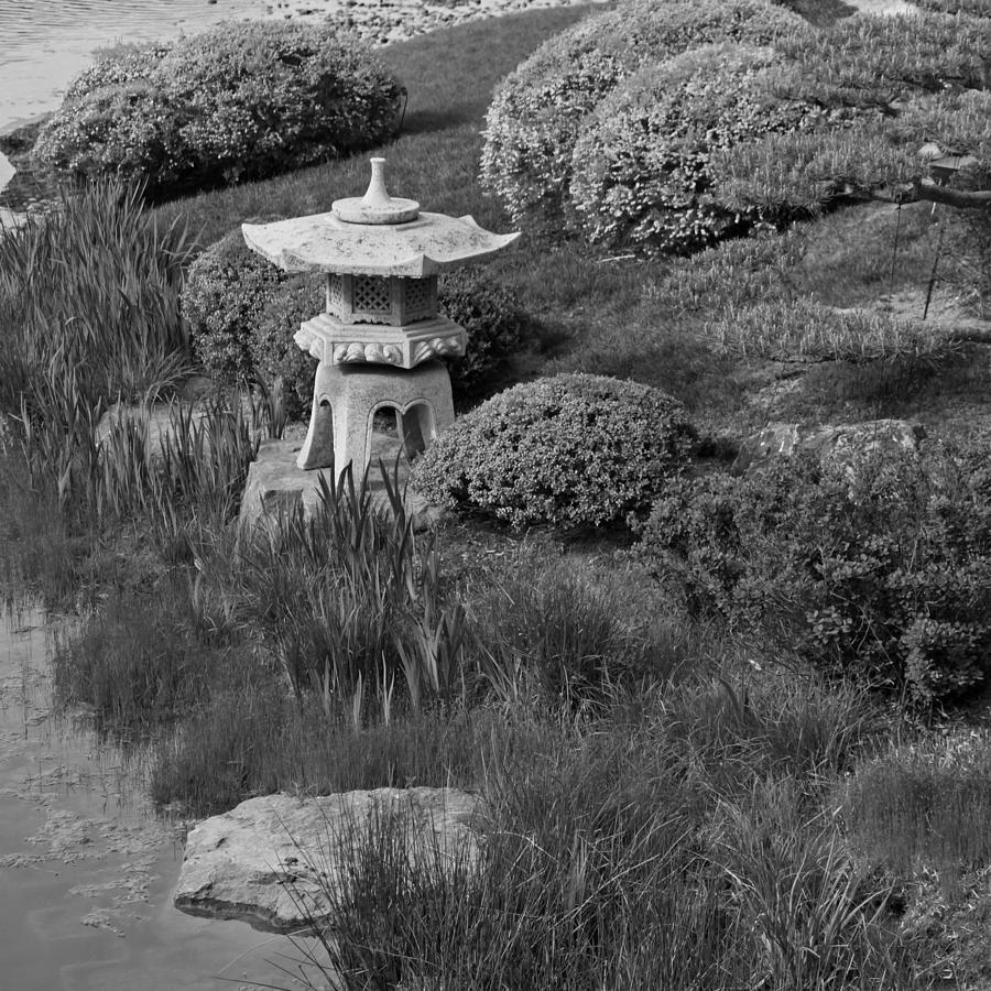 Japanese Garden - Black and White Squared Photograph by Suzanne Gaff
