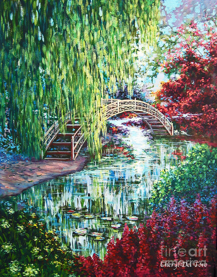 Japanese Garden Painting by Cheryl Del Toro