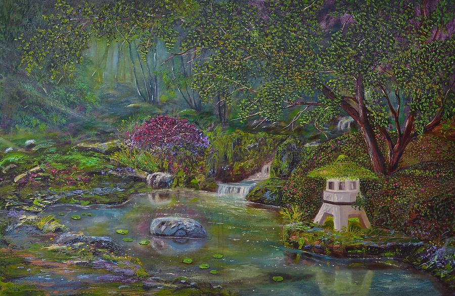 Nature Painting - Japanese Garden by Michael Mrozik