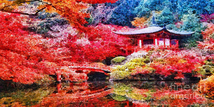 Japanese Garden Painting by Mo T