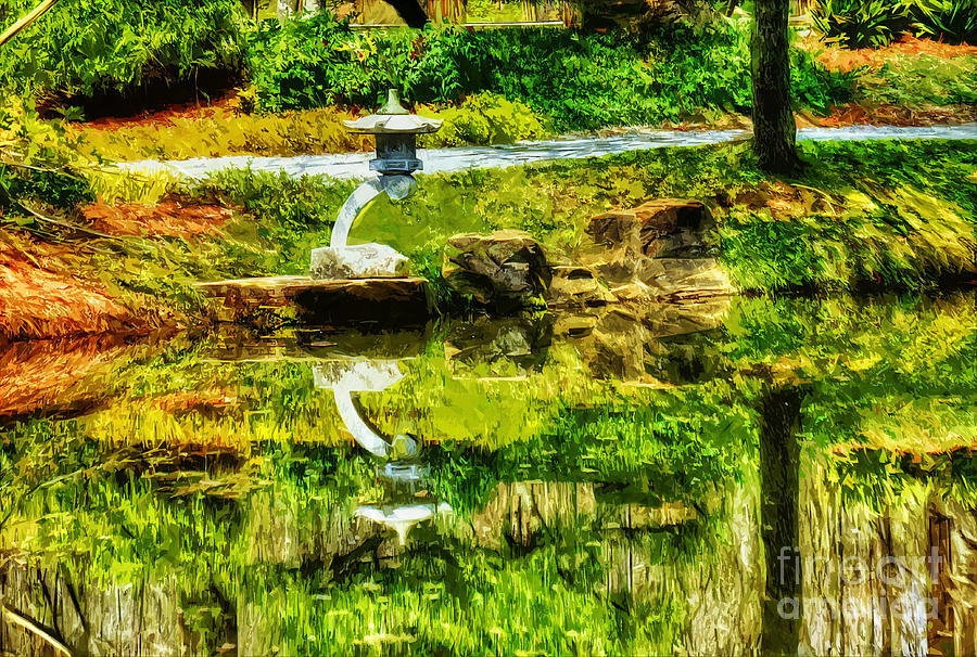 Japanese garden reflections Photograph by Ules Barnwell