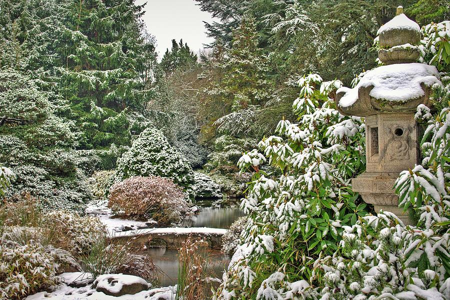 Japanese Garden Snowfall Photograph by Jeff Cook