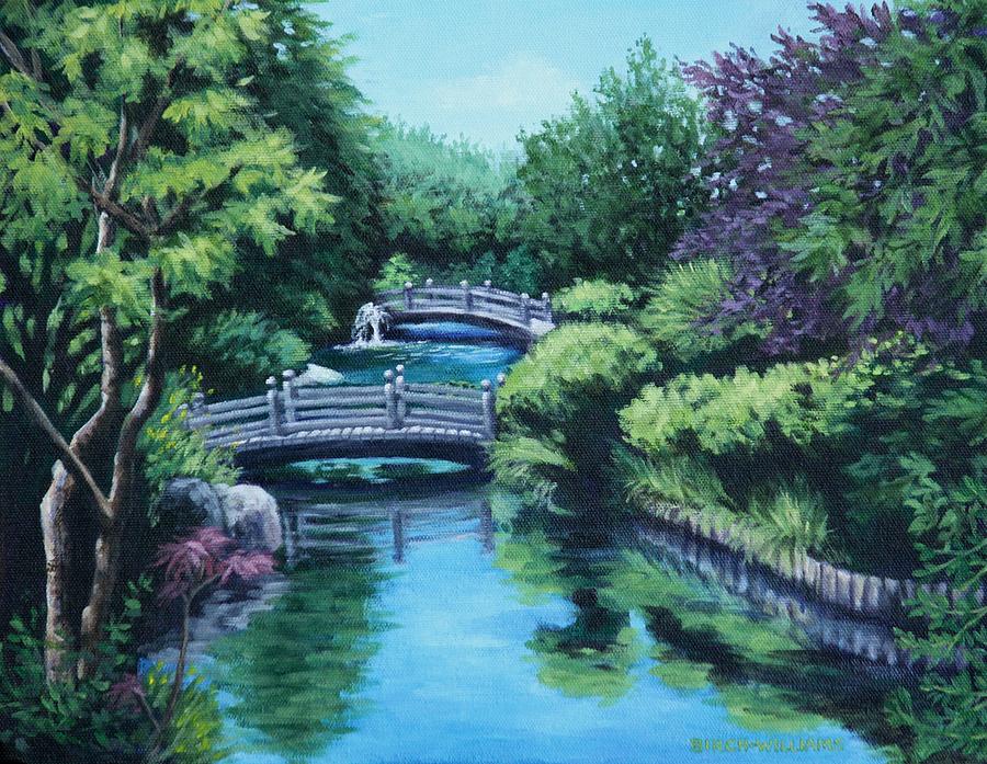 San Francisco Painting - Japanese Garden Two Bridges by Penny Birch-Williams