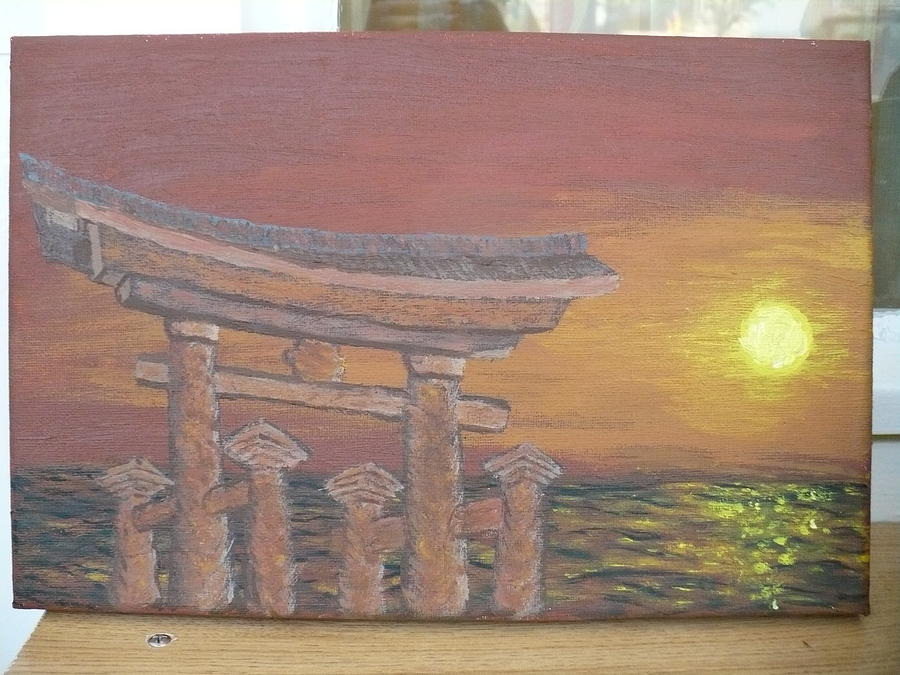 Japanese gate Painting by Kovacs Gabriela - Fine Art America