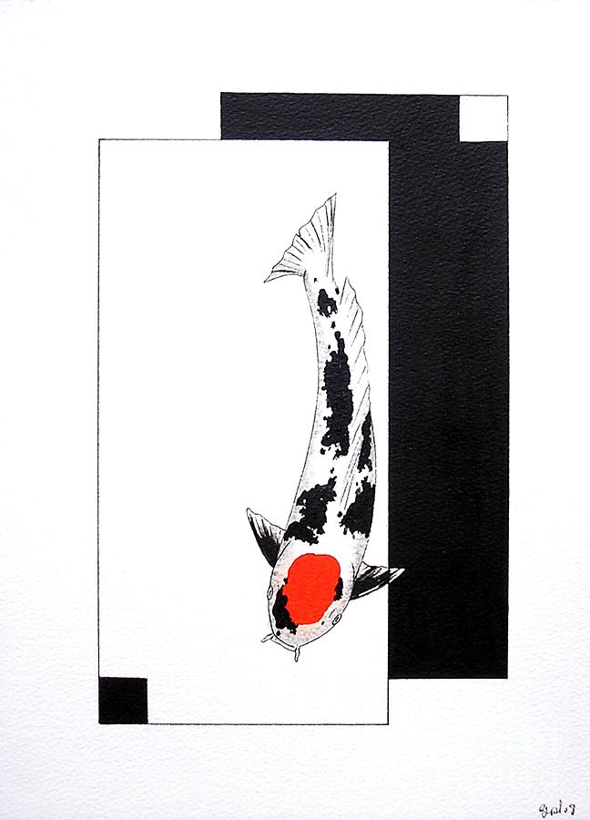 Japanese Koi Tancho Squares Painting by Gordon Lavender - Pixels