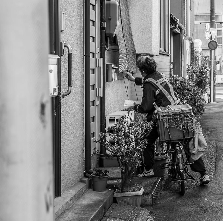 Black And White Photograph - Japanese Mail Man by Ryan Routt Black And White Photograph - Japanese Mail Man by Ryan Routt