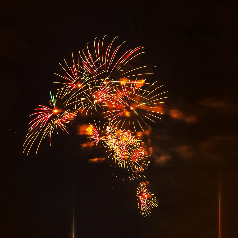 Japanese Parasols in Fireworks Photograph by Sylvia J Zarco