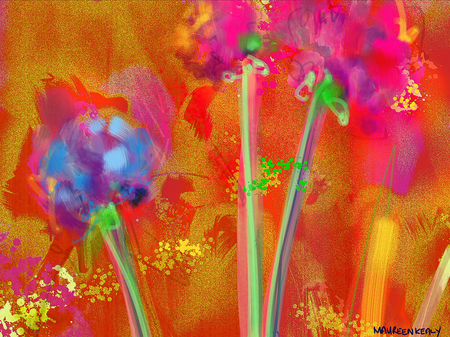 Flower Painting - Japanese Pop Art Block Flowers by Maureen Kealy