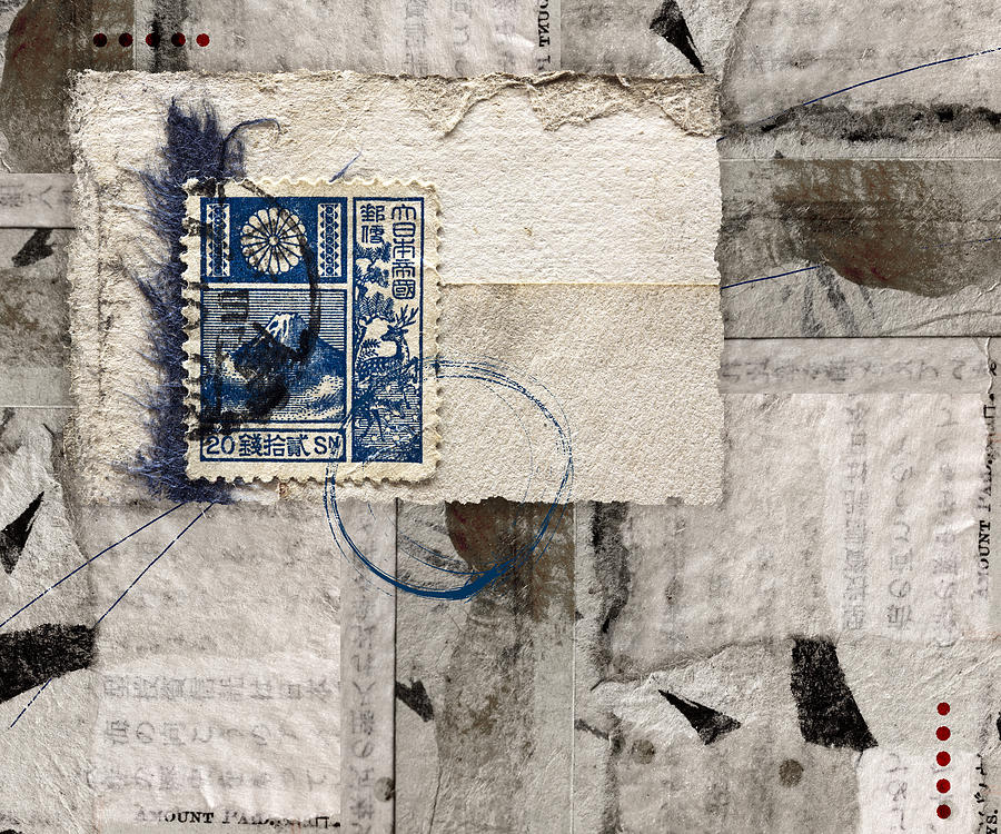 Vintage Photograph - Japanese Postage 20 Sen by Carol Leigh Vintage Photograph - Japanese Postage 20 Sen by Carol Leigh