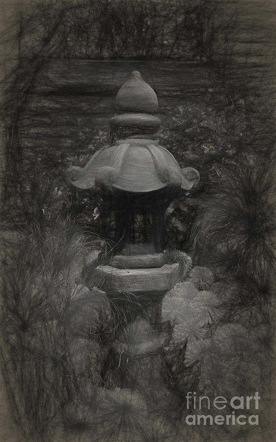 Lantern Still Life Digital Art - Japanese Stone Lantern by Gary Rieks