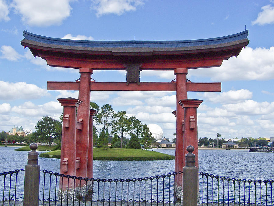 Japanese Torri Gate at Epcot Photograph by Tom Doud