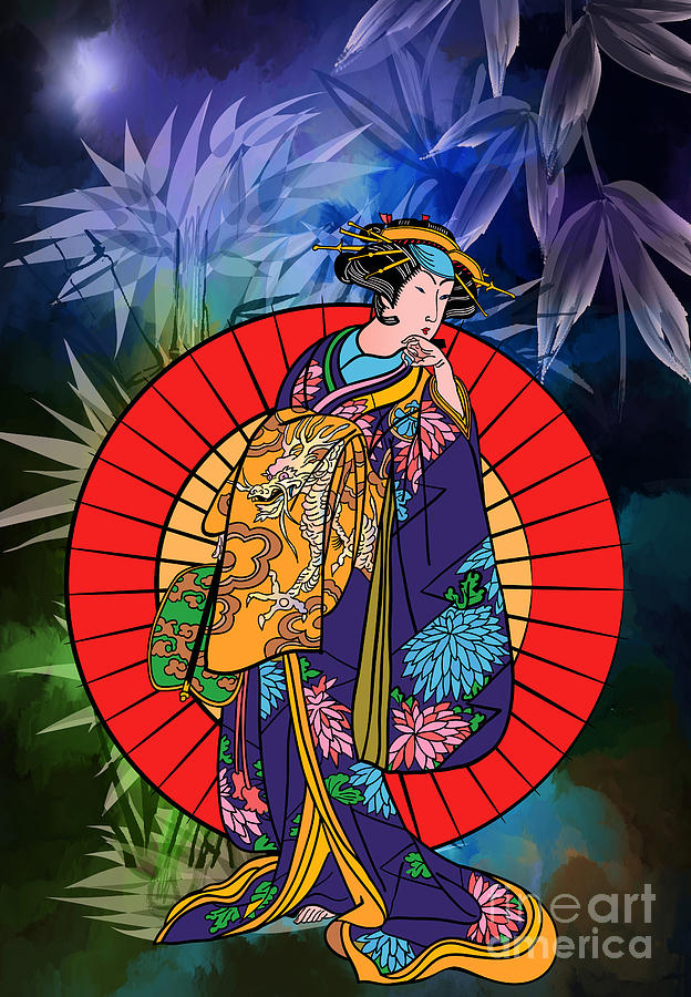 Japanese woman Painting by Andrzej Szczerski