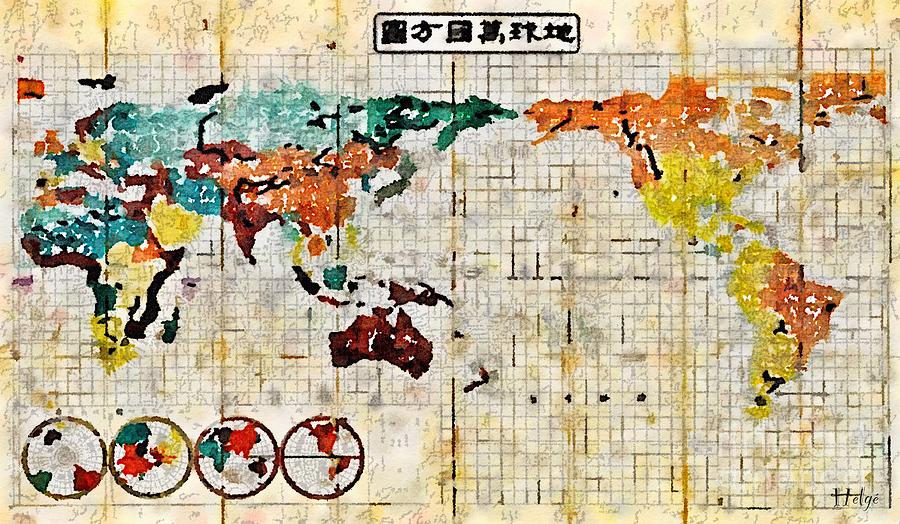 Japanese World map 1853 Painting by HELGE Art Gallery