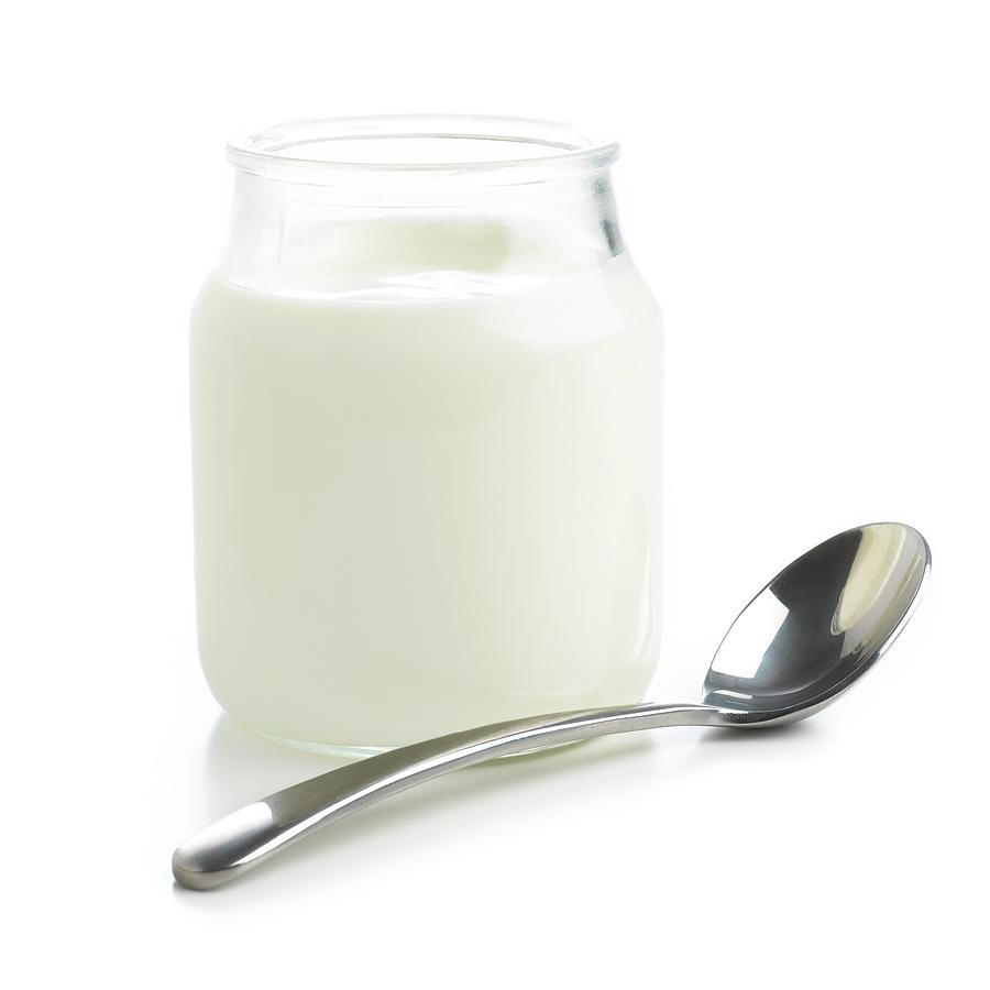 Jar Of Fresh Yoghurt And Spoon Photograph by Science Photo Library