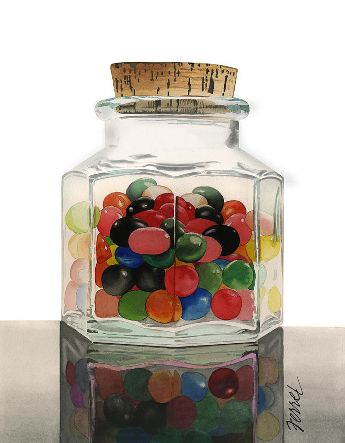 Jar of Jelly Bellies Painting by Ferrel Cordle