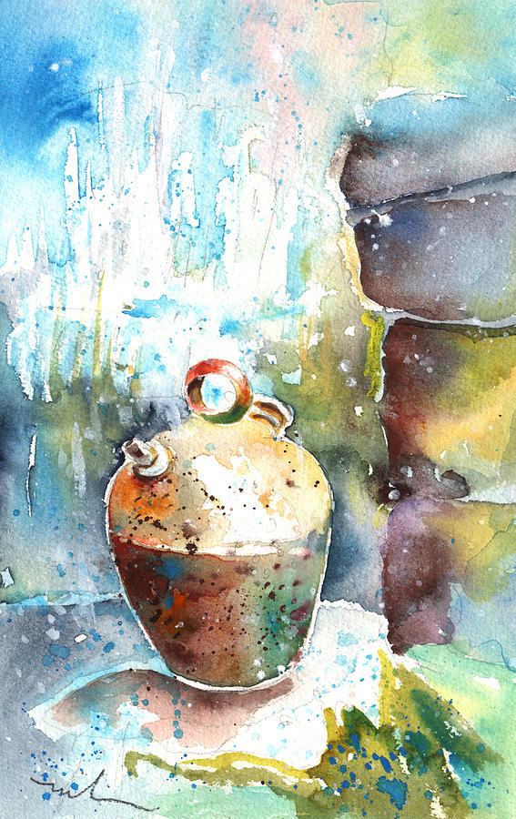Jar under A Waterfall Painting by Miki De Goodaboom