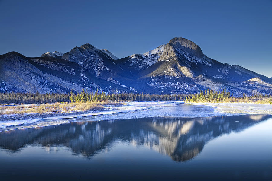 Jasper Mountain Range in Winter Photograph by Randall Nyhof