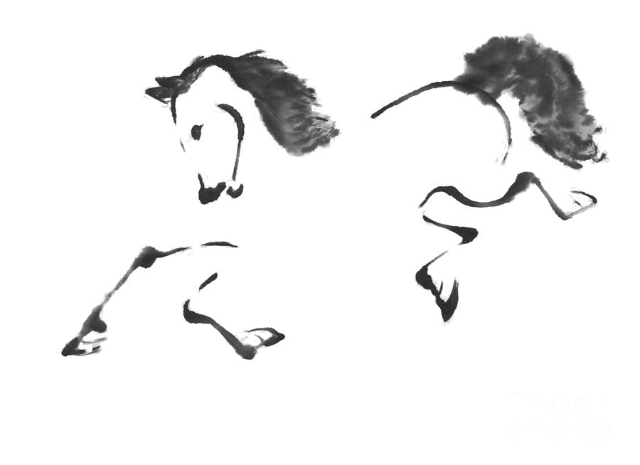 Jaunt by a Horse Painting by Ellen Miffitt