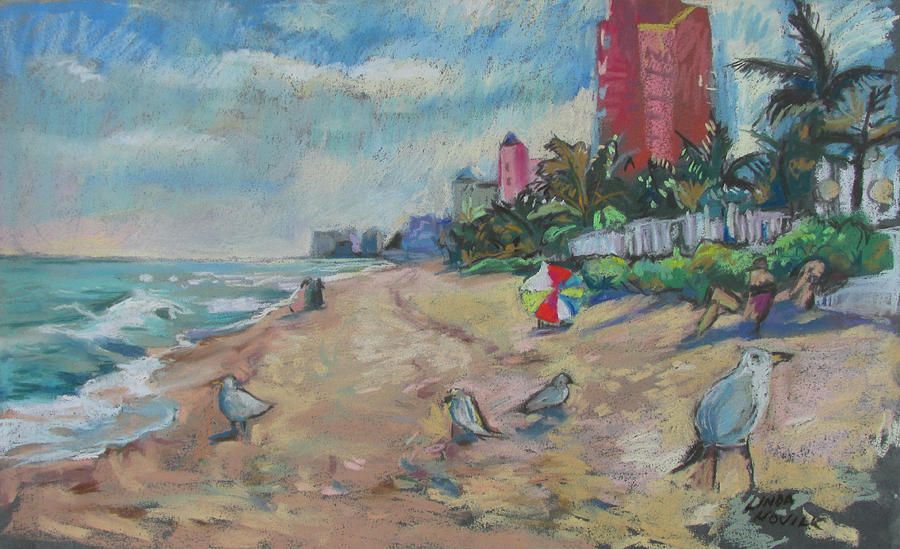 Jaunty Beach Birds Painting by Linda Novick