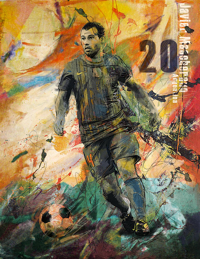 Football Painting - Javier Mascherano by Corporate Art Task Force