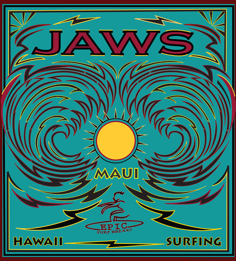 Surfing Jaws Hawaii Maui Digital Art by Larry Butterworth