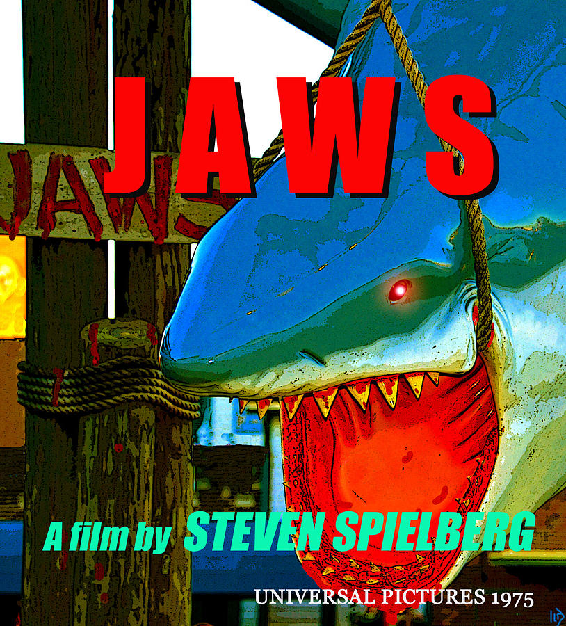 Jaws retro movie poster B Painting by David Lee Thompson