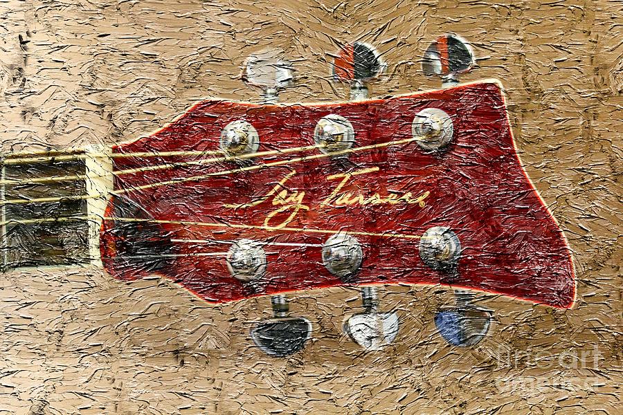 Music Photograph - Jay Turser Guitar Head - Red Guitar - Digital Painting by Barbara A Griffin