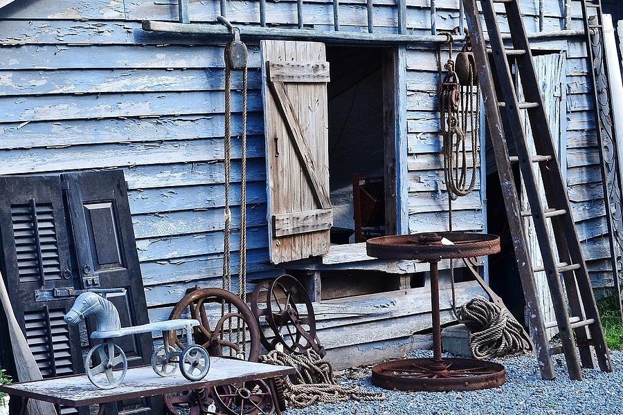 Blue Barn Entrance at Jaynes Reliable Antiques and Vintage Photograph by Kim Bemis