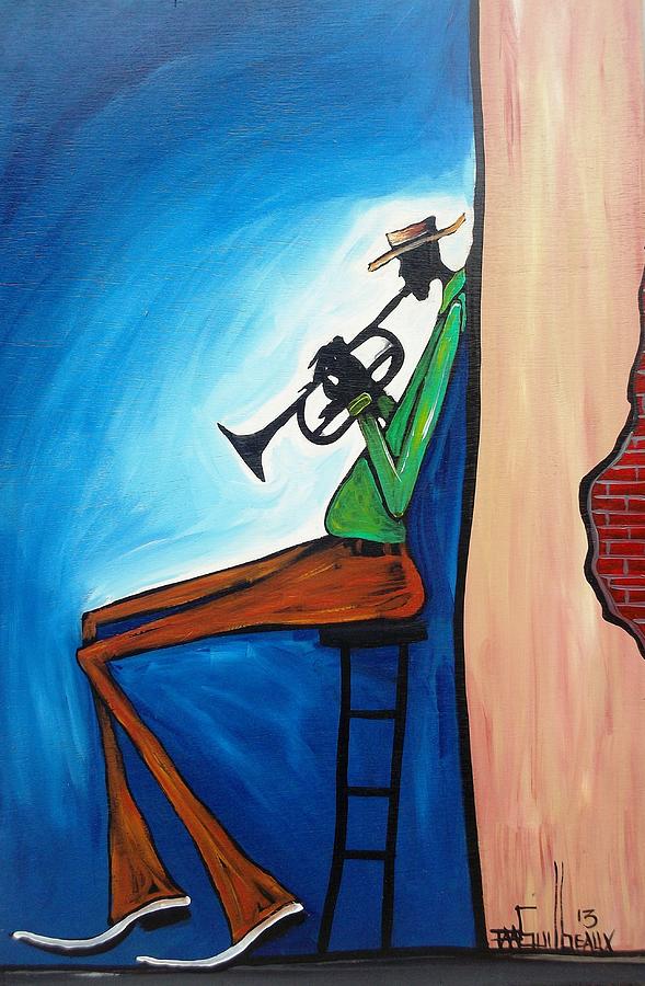 Jazz Painting - Jazz Against the Wall by Guilbeaux Gallery