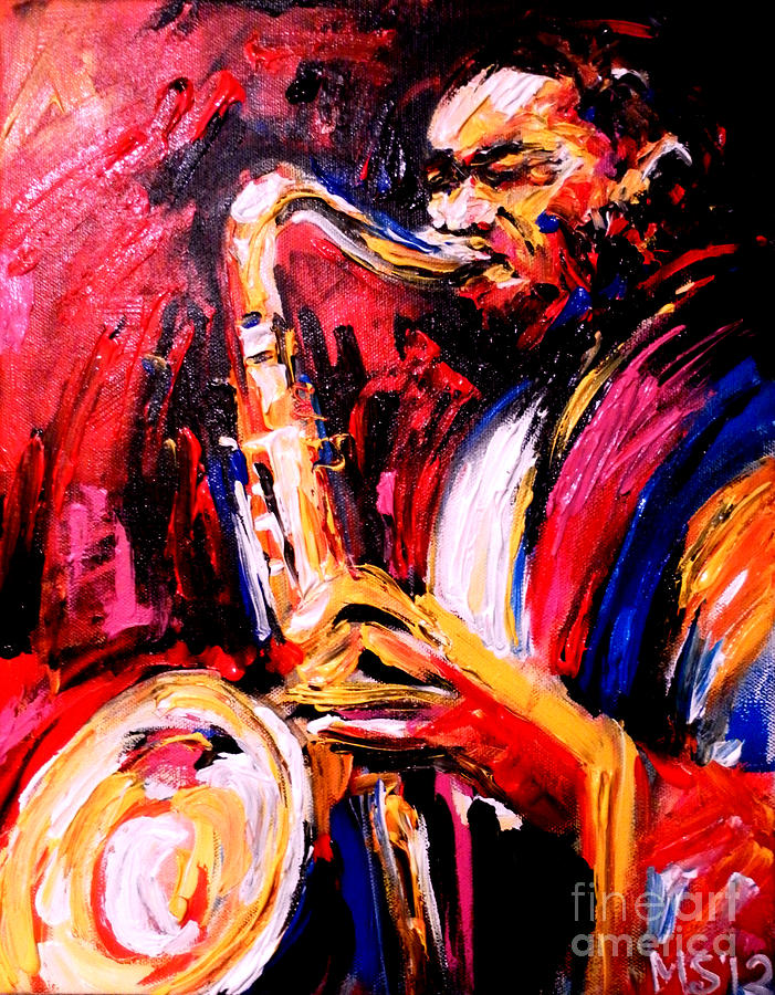 Jazz Man Painting - Jazz Art by Marina Joy