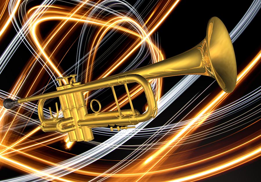 Jazz Art Trumpet Digital Art by Louis Ferreira