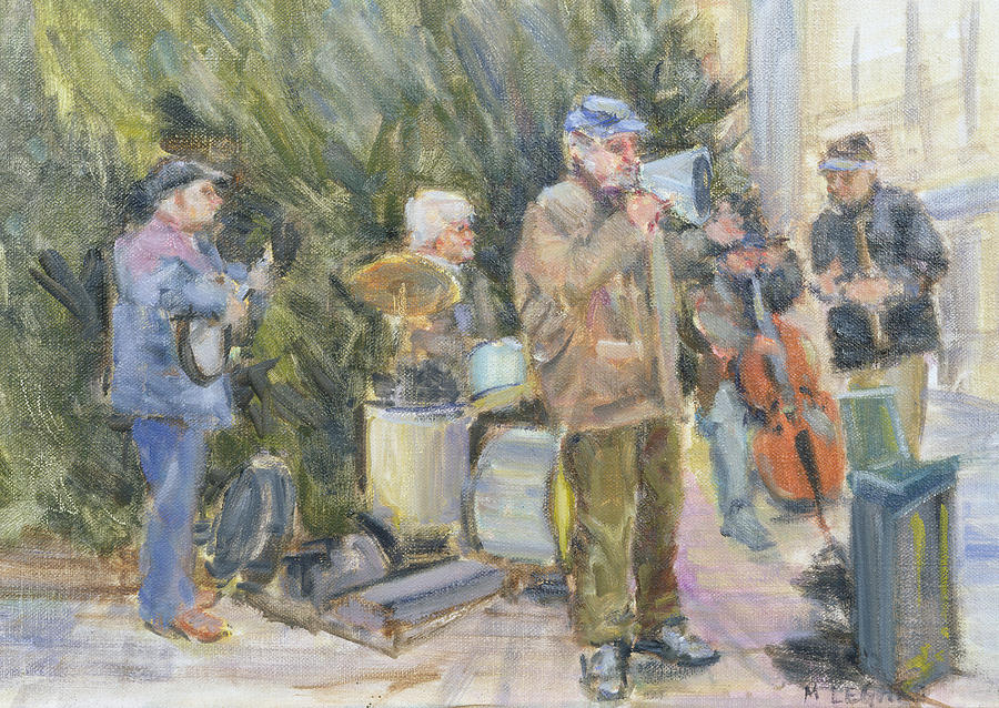Musician Photograph - Jazz Buskers, Prague Oil On Canvas by Miranda Legard